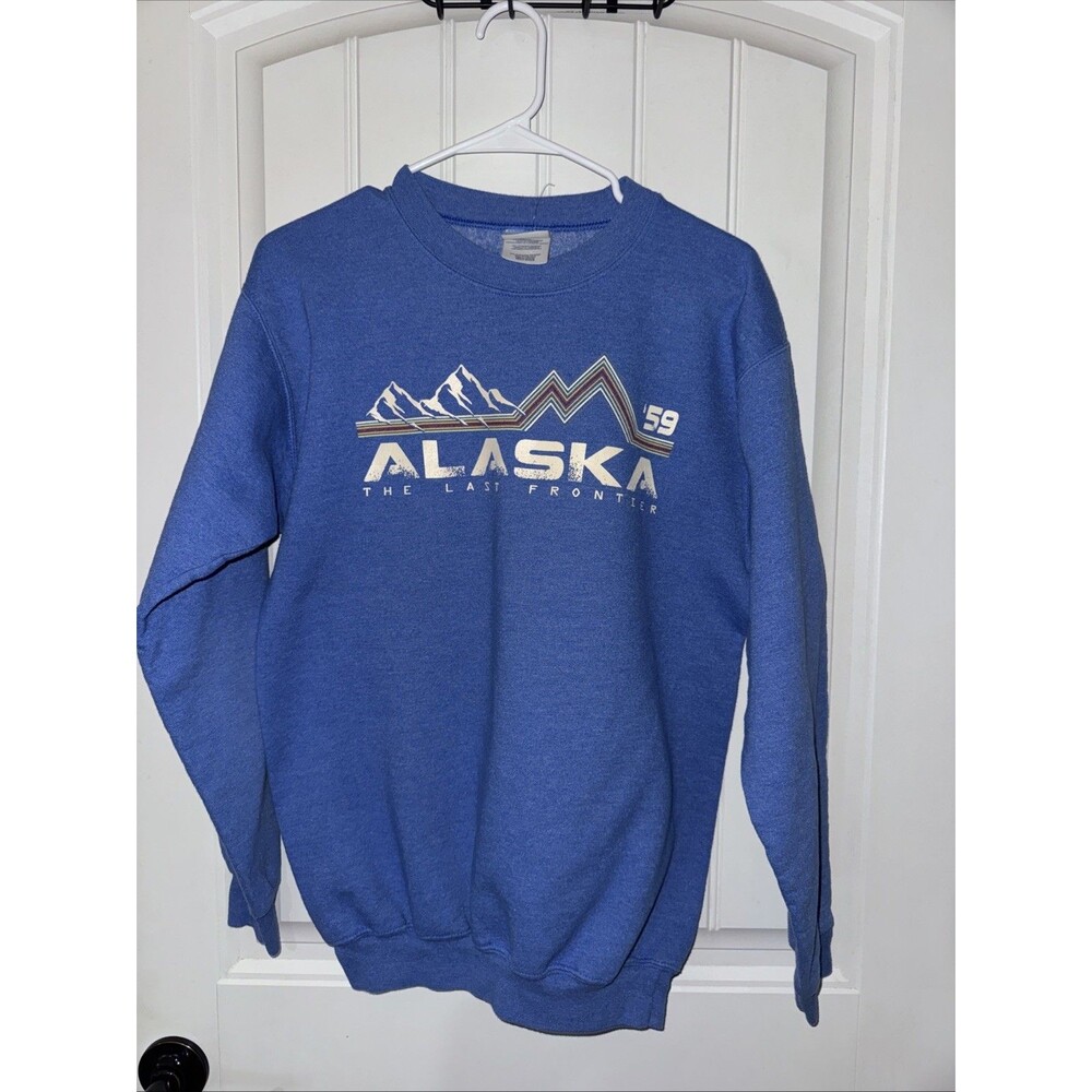 Vintage Y2K Port & Co Graphic Sweatshirt Alaska Men’s Small Fleece 90’s 2000’s